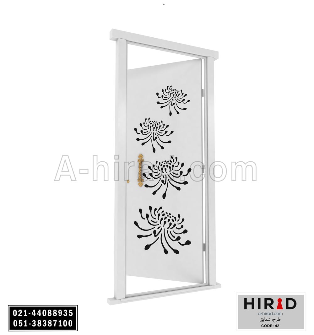 درب فلزی لیزری تک لنگه مدل شقایق کد 1042 عرض 108 ارتفاع 223 